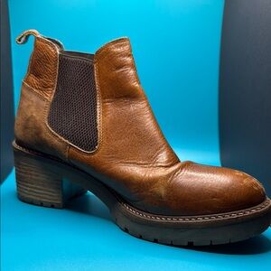 Rich Brown Leather Ankle Booties with Elastic Panels